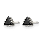 Chisel Stainless Steel Polished 4mm Black Triangle CZ Stud Post Earrings