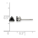 Chisel Stainless Steel Polished 4mm Black Triangle CZ Stud Post Earrings