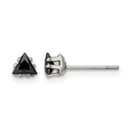 Chisel Stainless Steel Polished 4mm Black Triangle CZ Stud Post Earrings