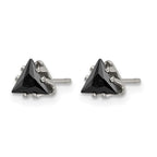 Chisel Stainless Steel Polished 5mm Black Triangle CZ Stud Post Earrings