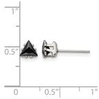 Chisel Stainless Steel Polished 5mm Black Triangle CZ Stud Post Earrings