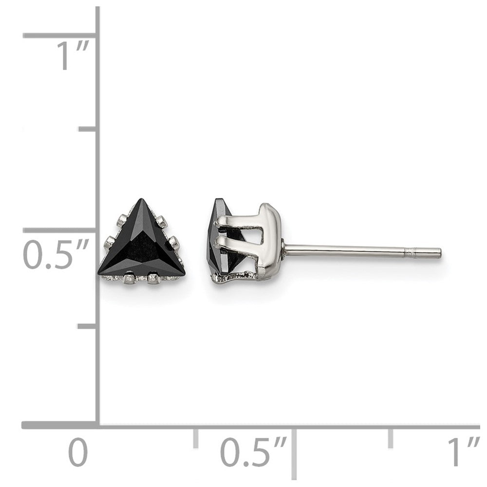 Chisel Stainless Steel Polished 5mm Black Triangle CZ Stud Post Earrings