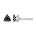 Chisel Stainless Steel Polished 5mm Black Triangle CZ Stud Post Earrings