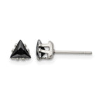 Chisel Stainless Steel Polished 5mm Black Triangle CZ Stud Post Earrings