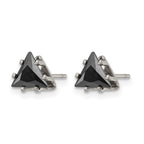 Chisel Stainless Steel Polished 6mm Black Triangle CZ Stud Post Earrings