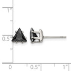 Chisel Stainless Steel Polished 6mm Black Triangle CZ Stud Post Earrings