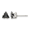 Chisel Stainless Steel Polished 6mm Black Triangle CZ Stud Post Earrings