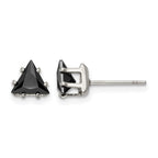 Chisel Stainless Steel Polished 6mm Black Triangle CZ Stud Post Earrings