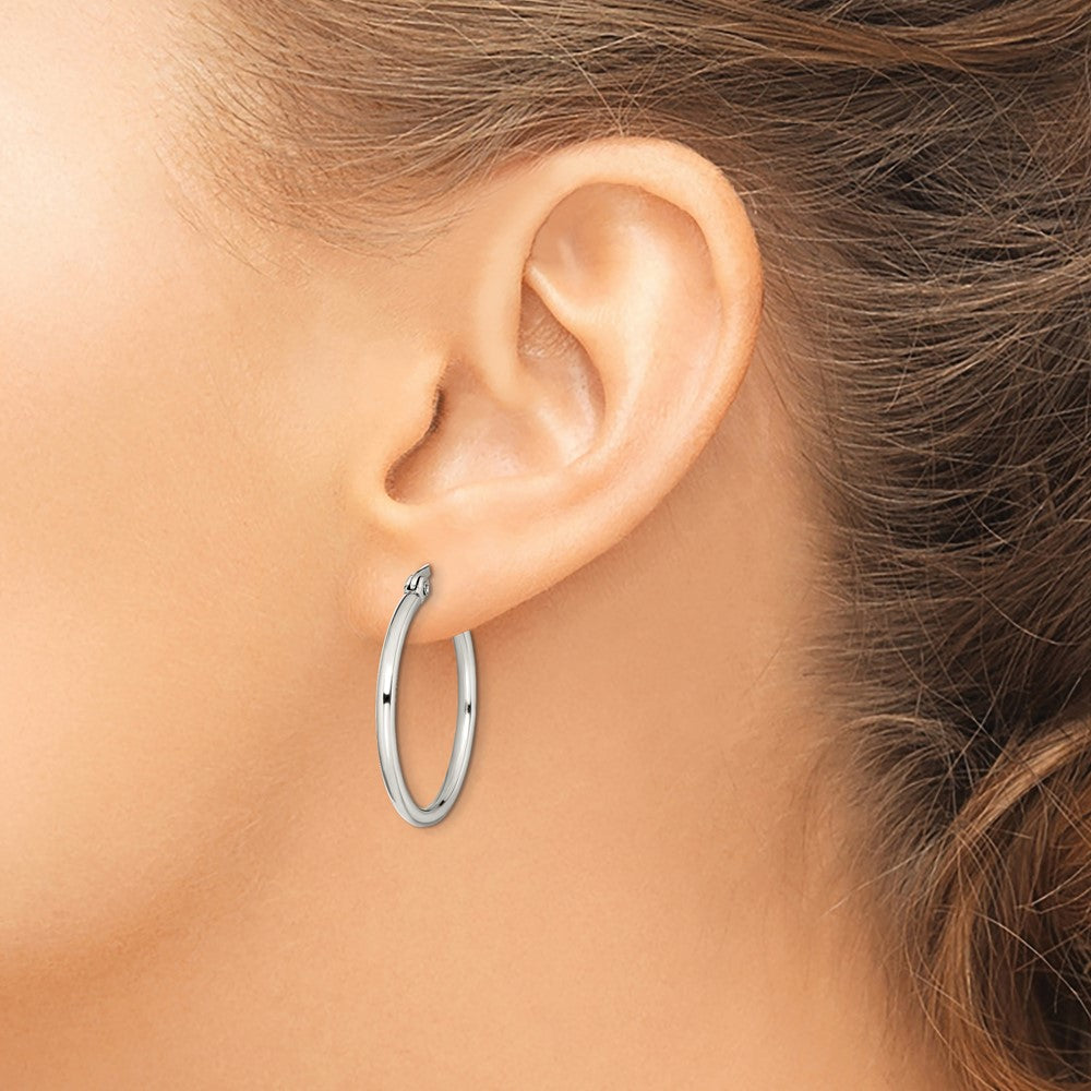 Chisel Stainless Steel Polished 27mm Diameter 2mm Hoop Earrings