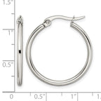 Chisel Stainless Steel Polished 27mm Diameter 2mm Hoop Earrings