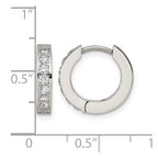 Chisel Stainless Steel Polished with 1 Row of CZ 2.3mm Hinged Hoop Earrings