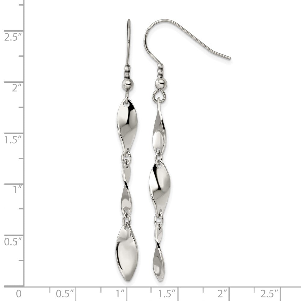 Chisel Stainless Steel Polished Twisted Dangle Shepherd Hook Earrings