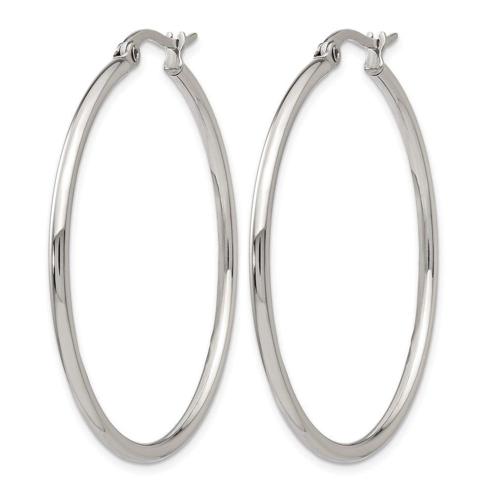 Chisel Stainless Steel Polished 40.5mm Diameter 2mm Hoop Earrings