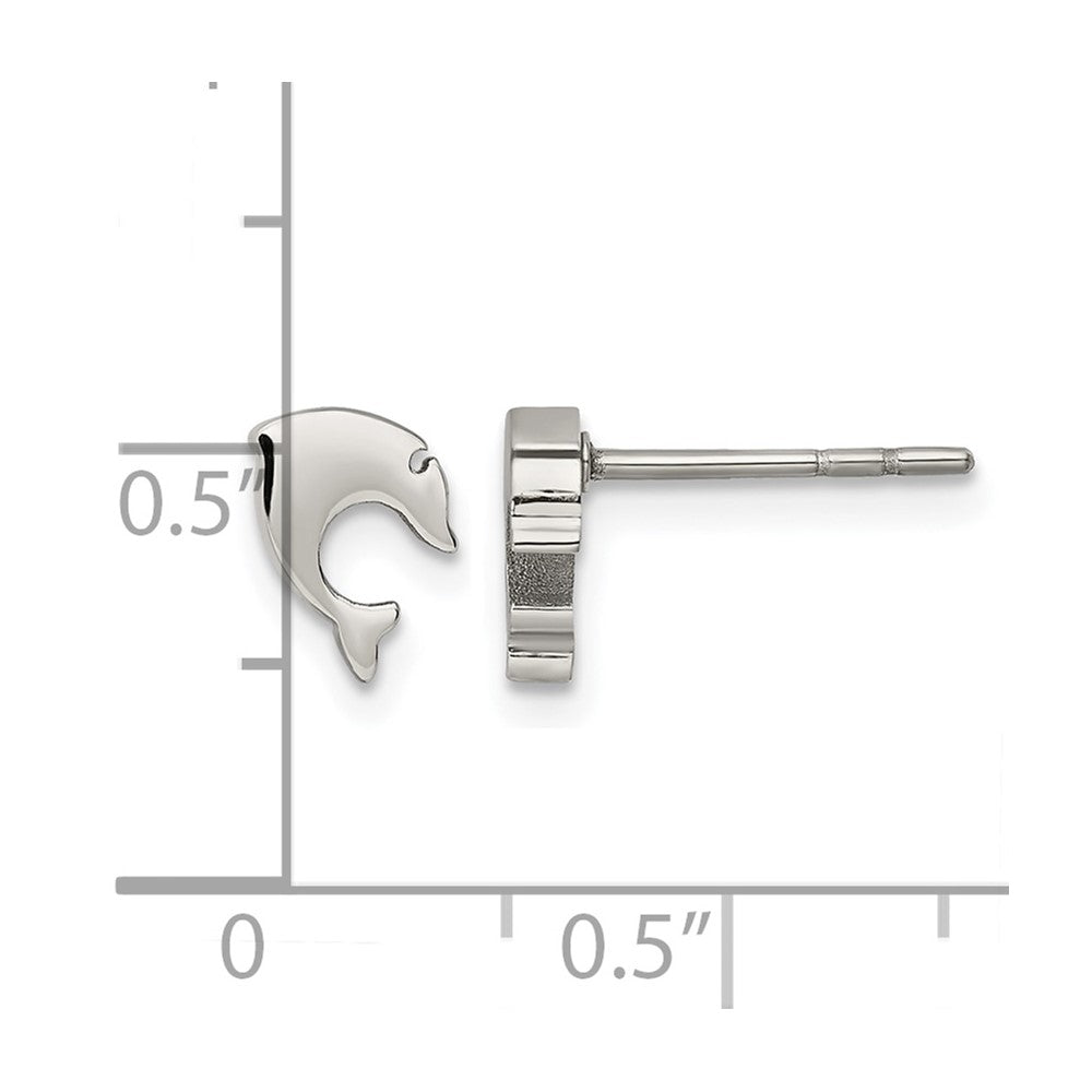 Chisel Stainless Steel Polished Dolphin Post Earrings