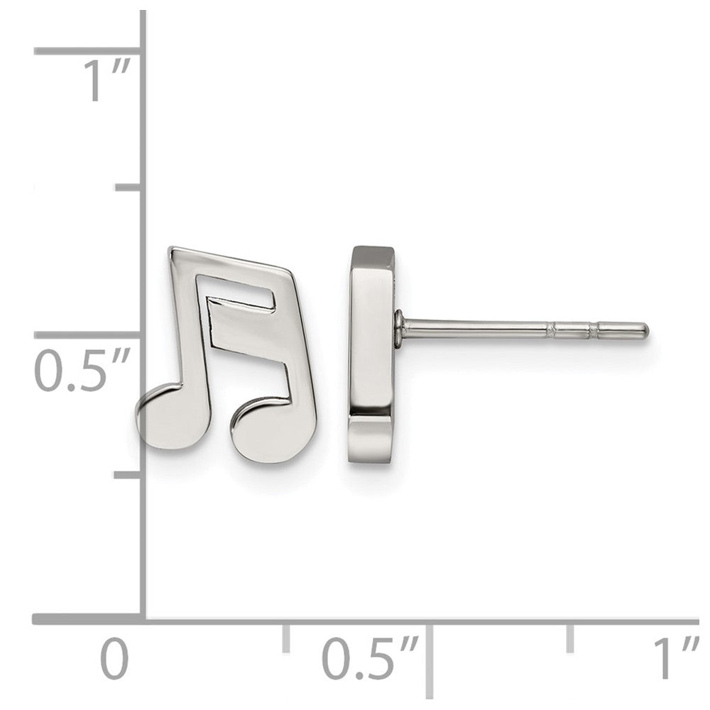 Chisel Stainless Steel Polished Music Note Post Earrings