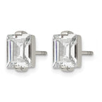 Chisel Stainless Steel Polished Rectangle CZ Post Earrings