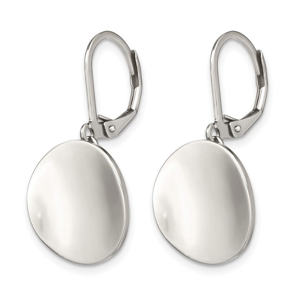Chisel Stainless Steel Polished Curved Disk Dangle Leverback Earrings