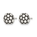 Chisel Stainless Steel Antiqued and Polished Soccer Ball Post Earrings