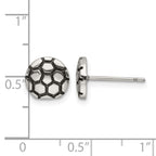 Chisel Stainless Steel Antiqued and Polished Soccer Ball Post Earrings