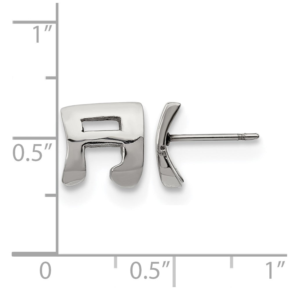 Stainless Steel Polished Music Note Post Earrings
