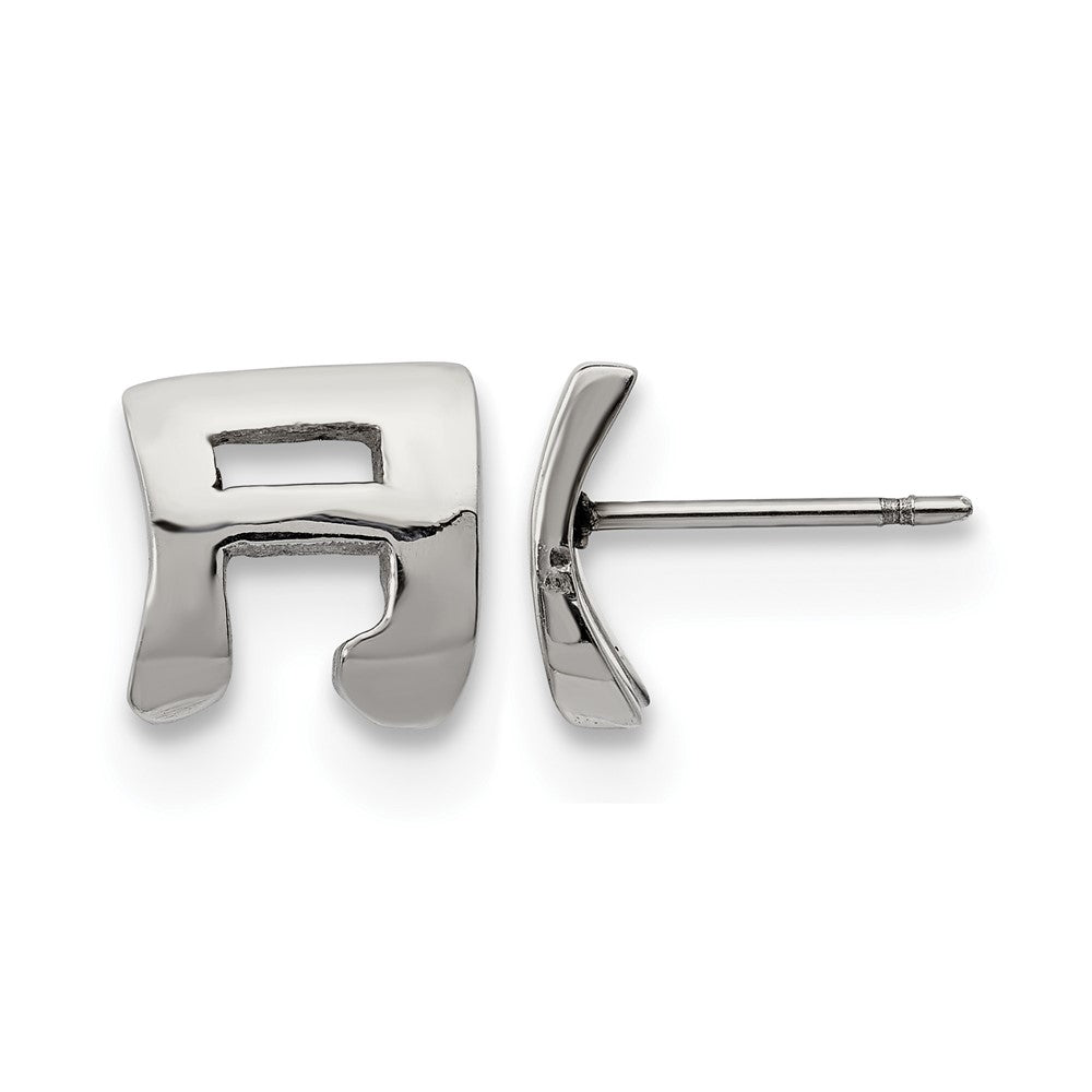 Stainless Steel Polished Music Note Post Earrings