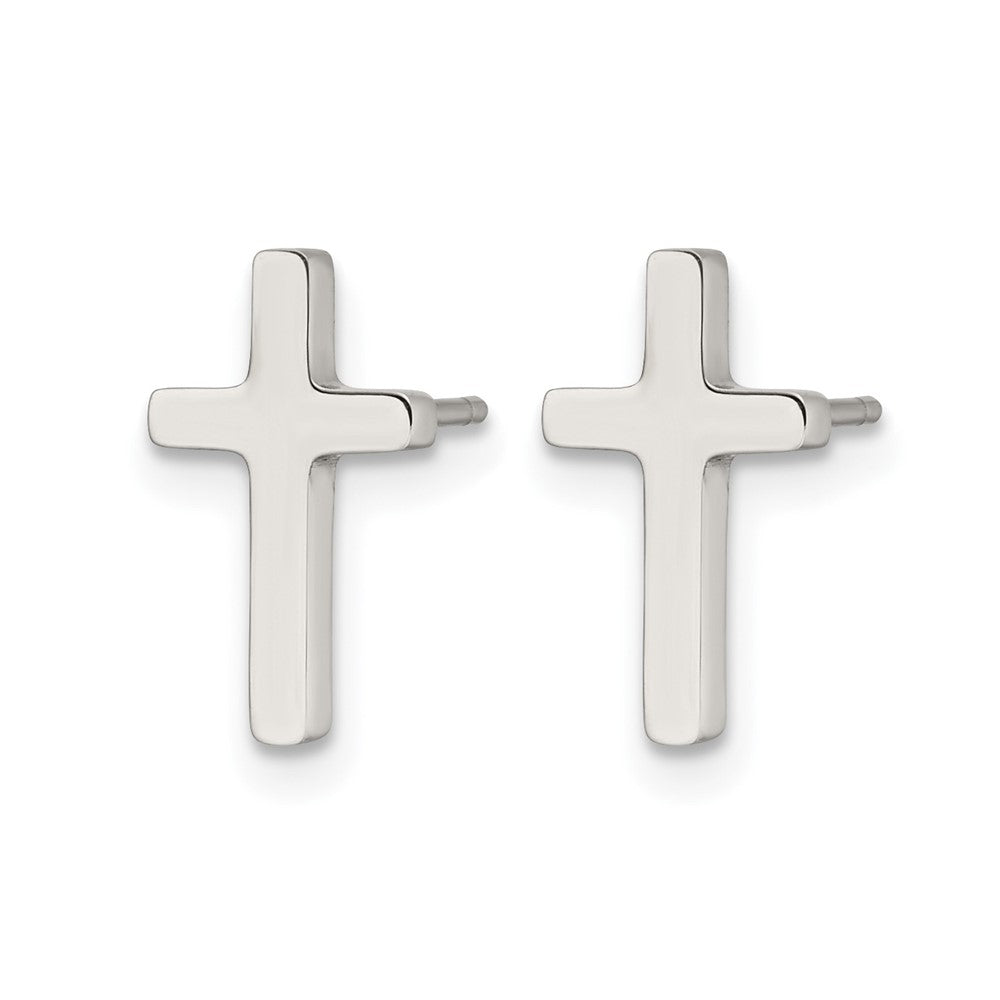 Chisel Stainless Steel Polished Cross Post Earrings