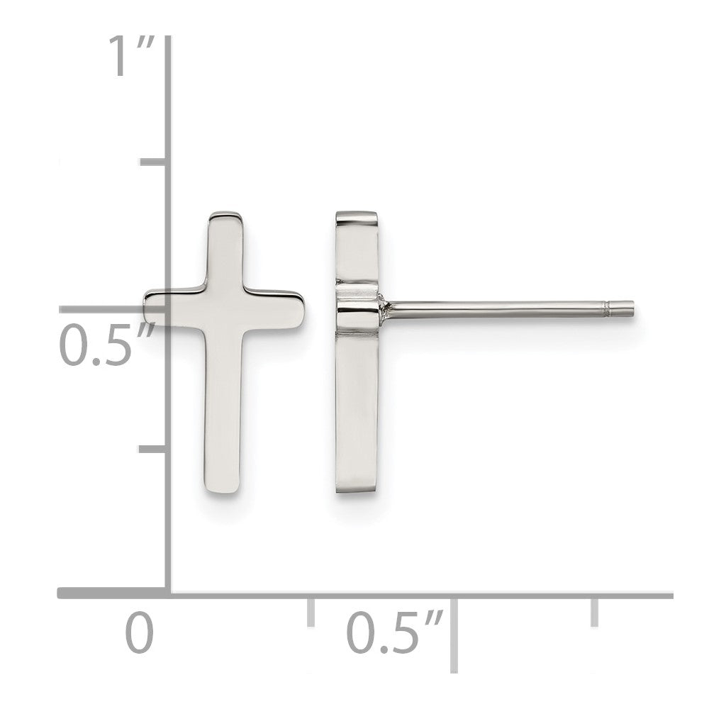 Chisel Stainless Steel Polished Cross Post Earrings