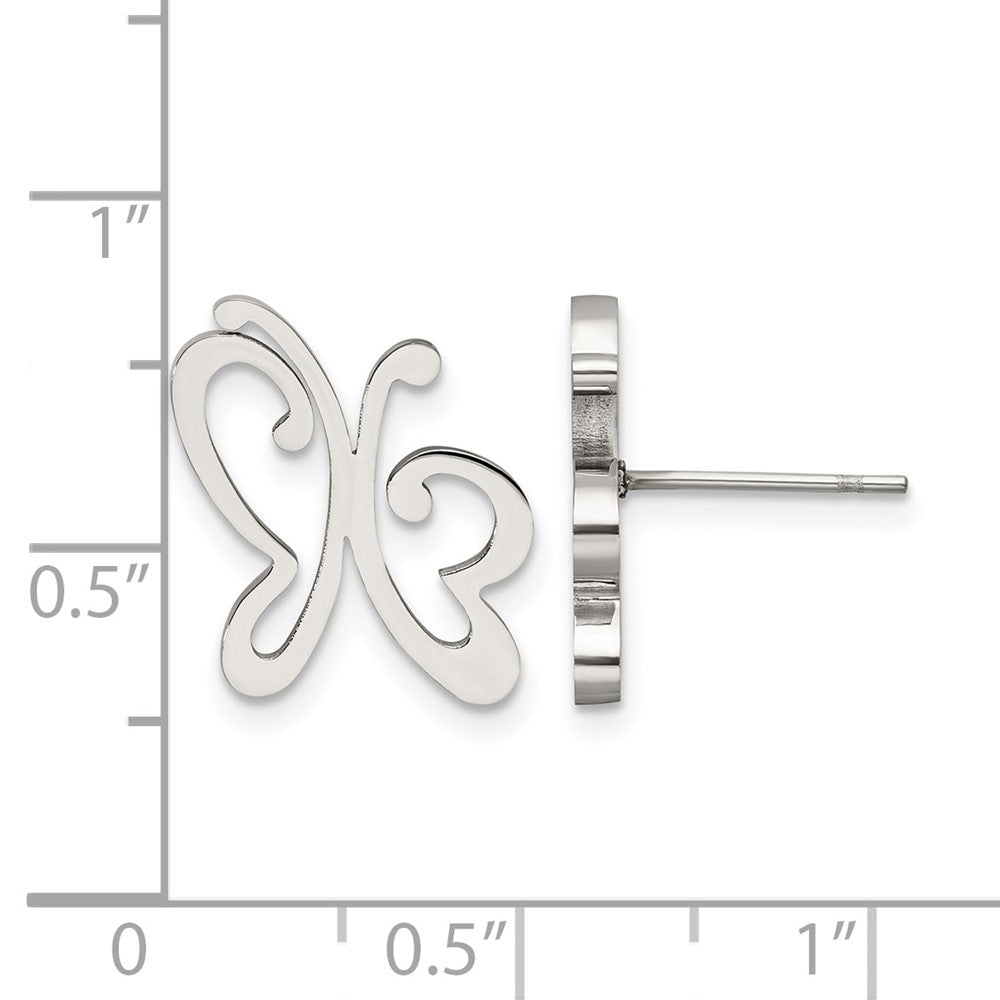 Chisel Stainless Steel Polished Butterfly Post Earrings