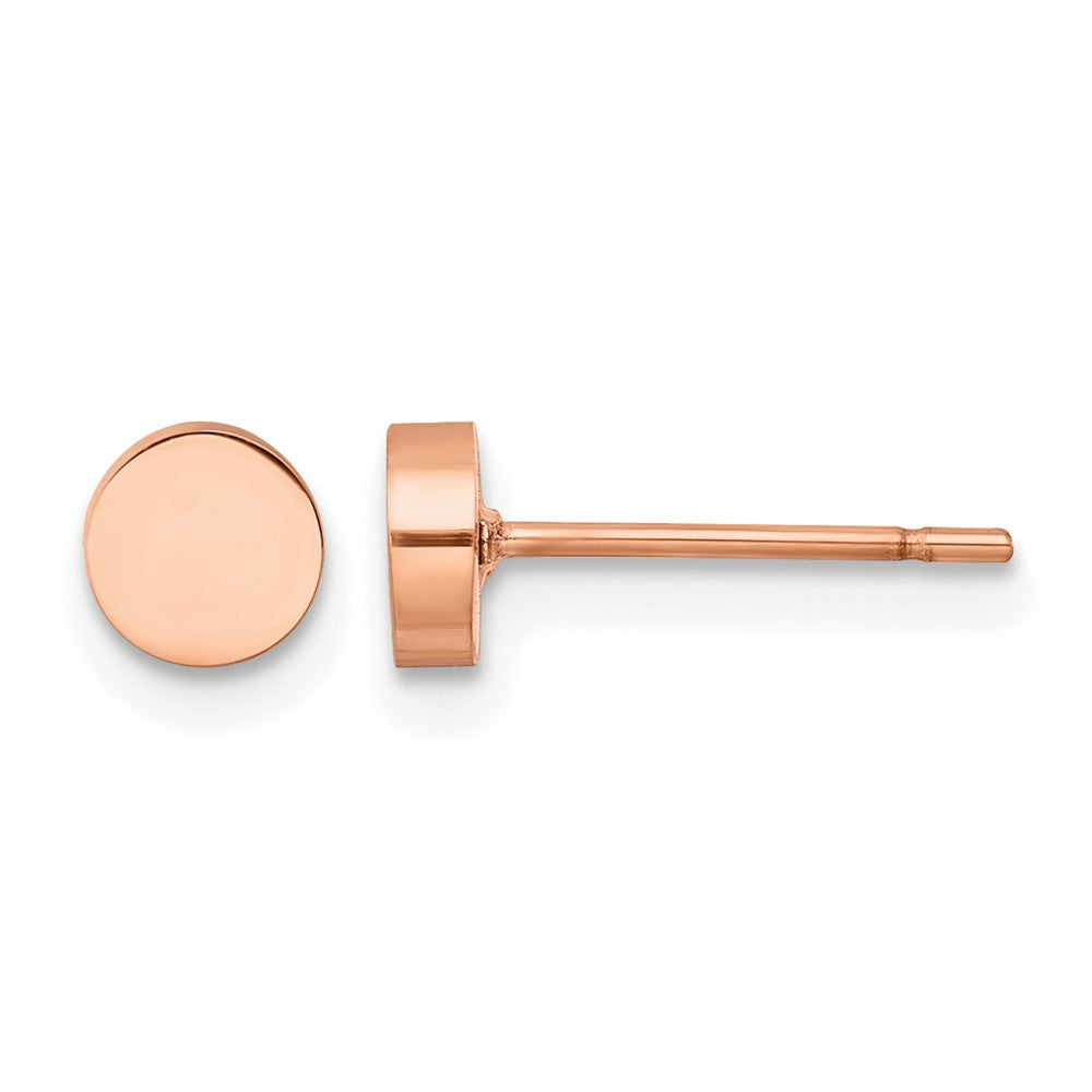 Chisel Stainless Steel Polished Rose IP-plated Circle Post Earrings