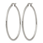 Chisel Stainless Steel Polished 48mm Diameter 2mm Hoop Earrings