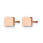 Chisel Stainless Steel Polished Rose IP-plated Square Post Earrings