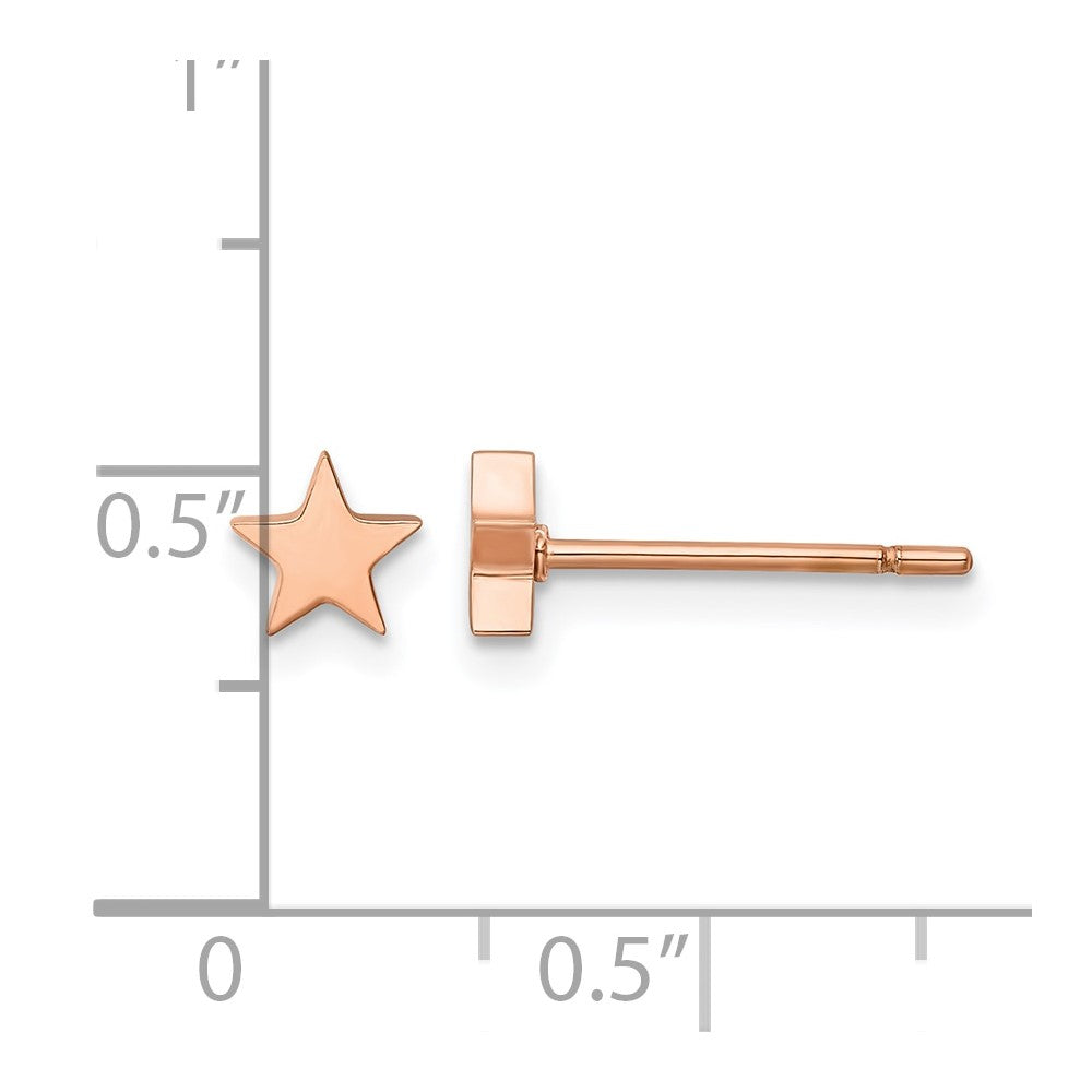 Chisel Stainless Steel Polished Rose IP-plated Star Post Earrings