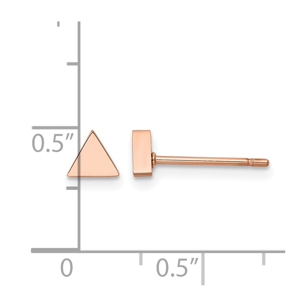 Chisel Stainless Steel Polished Rose IP-plated Triangle Post Earrings