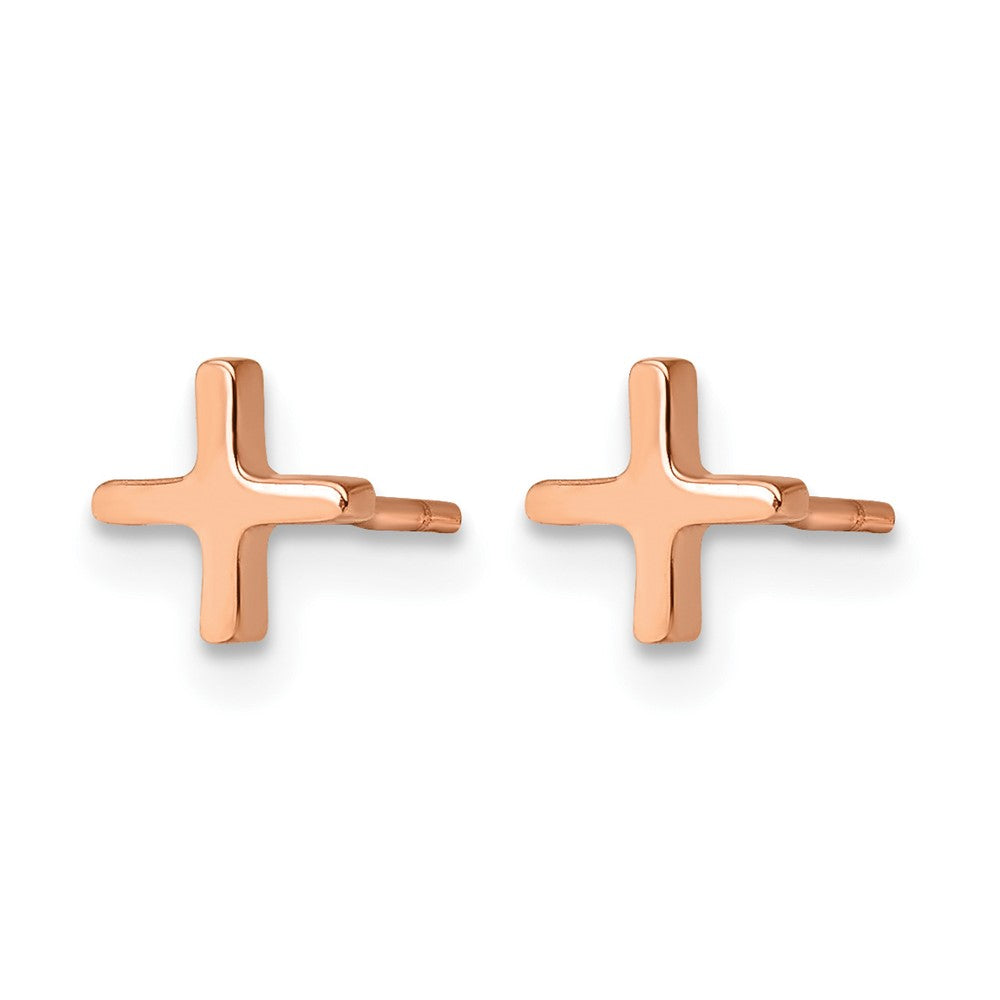 Chisel Stainless Steel Polished Rose IP-plated X Post Earrings