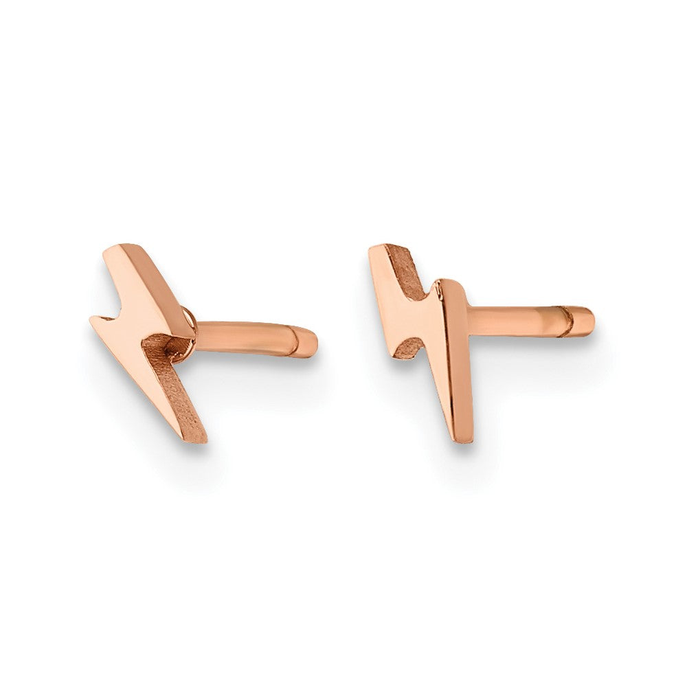 Chisel Stainless Steel Polished Rose IP-plated Lightning Bolt Post Earrings
