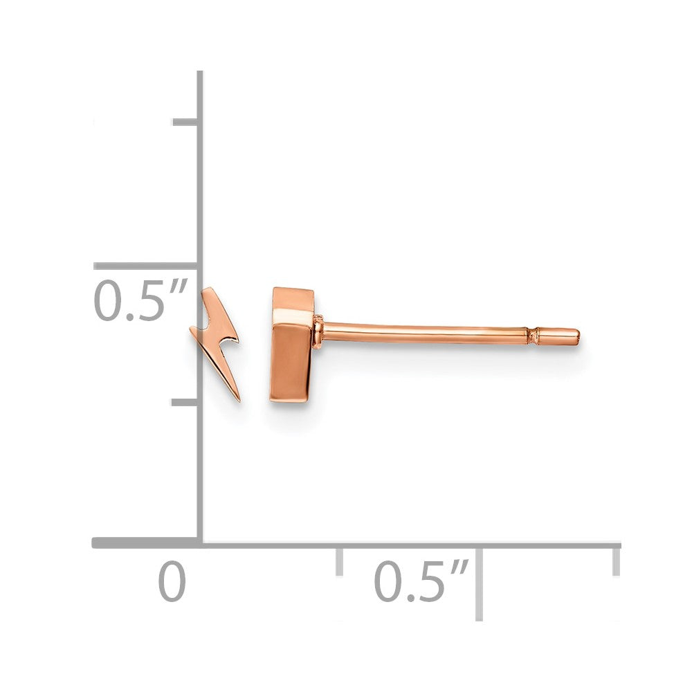Chisel Stainless Steel Polished Rose IP-plated Lightning Bolt Post Earrings