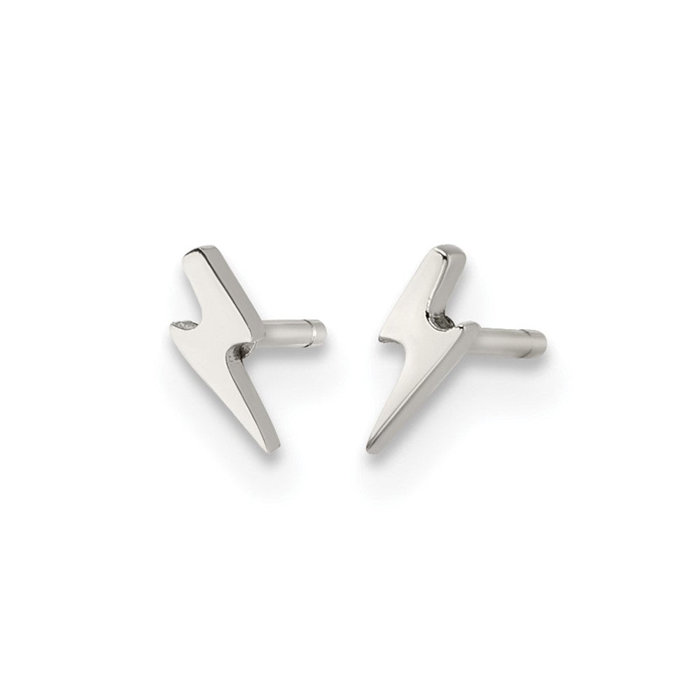 Chisel Stainless Steel Polished Lightning Bolt Post Earrings