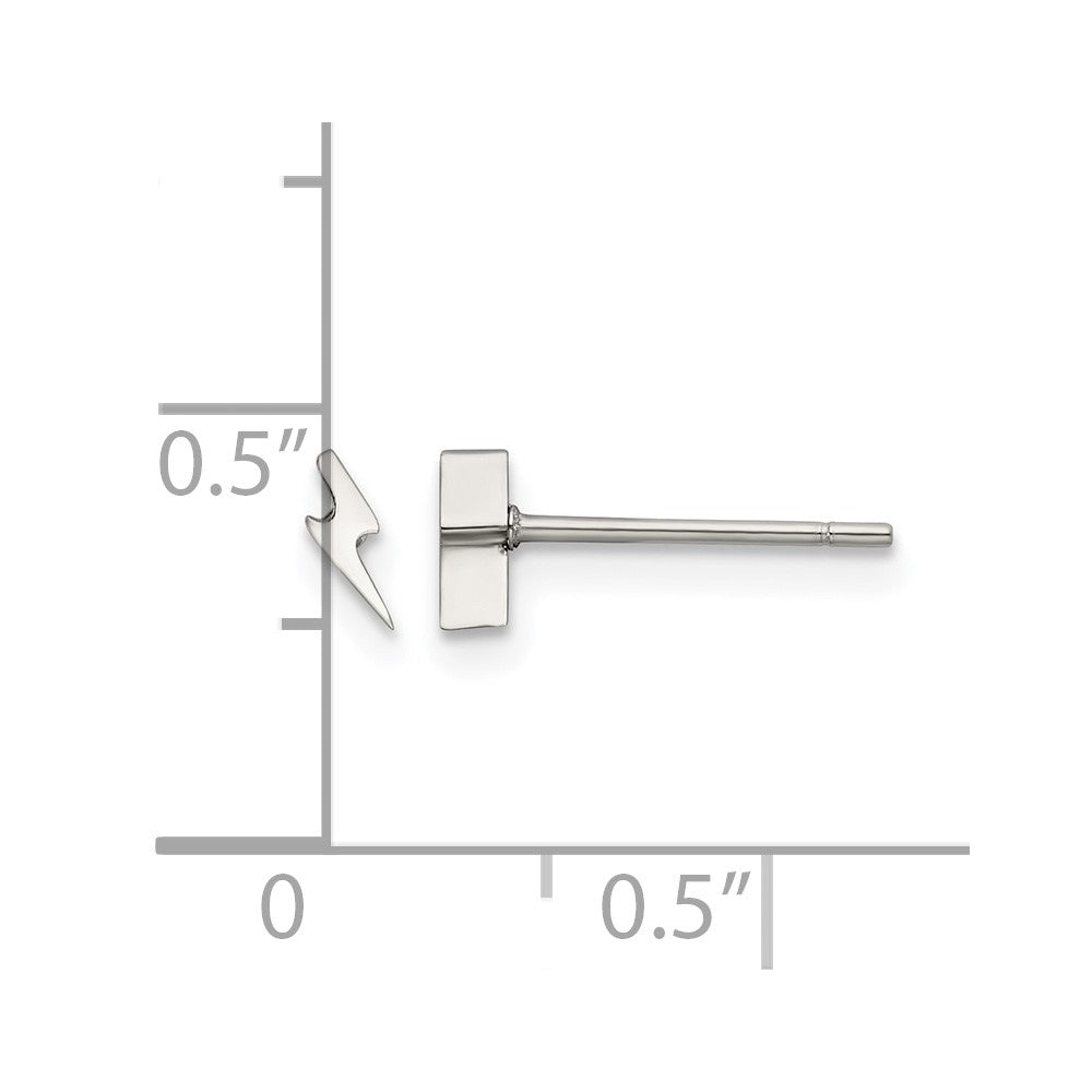 Chisel Stainless Steel Polished Lightning Bolt Post Earrings