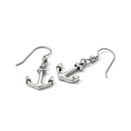 Chisel Stainless Steel Polished Anchor Dangle Shepherd Hook Earrings