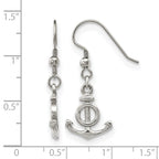 Stainless Steel Polished Anchor Dangle Shepherd Hook Earrings