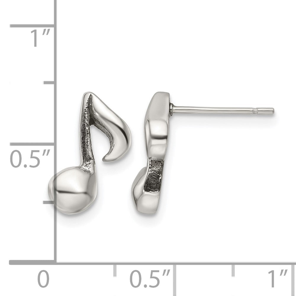 Chisel Stainless Steel Polished Music Note Post Earrings