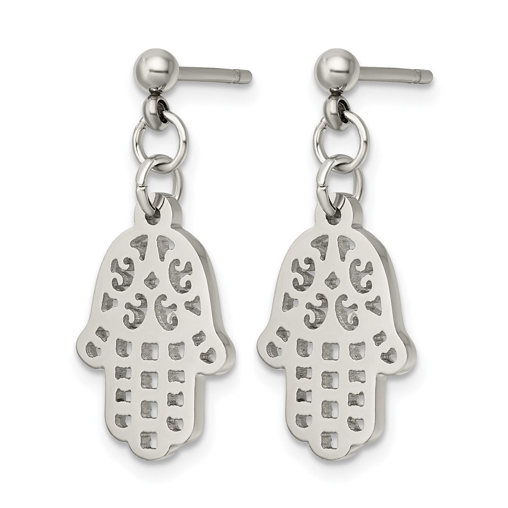 Chisel Stainless Steel Polished Chamseh/Hamsa Post Dangle Earrings