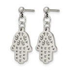 Chisel Stainless Steel Polished Chamseh/Hamsa Post Dangle Earrings