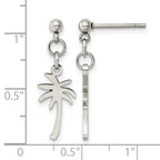 Chisel Stainless Steel Polished Palm Tree Post Dangle Earrings