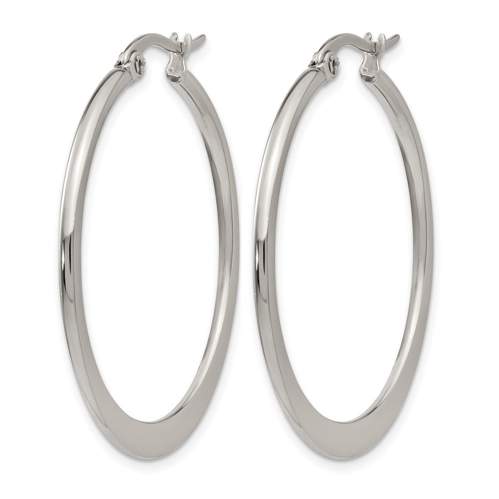 Chisel Stainless Steel Polished 34mm Diameter Hoop Earrings