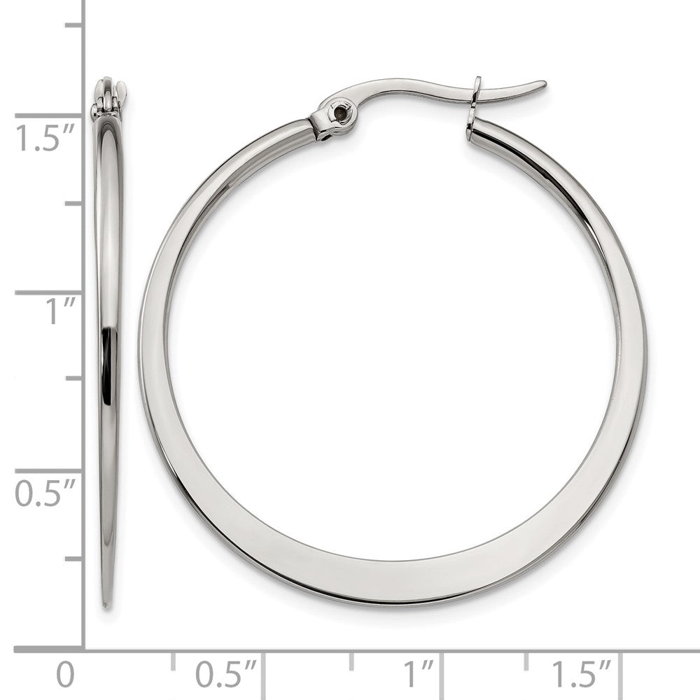 Chisel Stainless Steel Polished 34mm Diameter Hoop Earrings