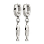 Chisel Stainless Steel Polished Ichthus Hinged Hoop Dangle Earrings