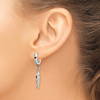 Chisel Stainless Steel Polished Ichthus Hinged Hoop Dangle Earrings