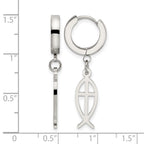 Chisel Stainless Steel Polished Ichthus Hinged Hoop Dangle Earrings