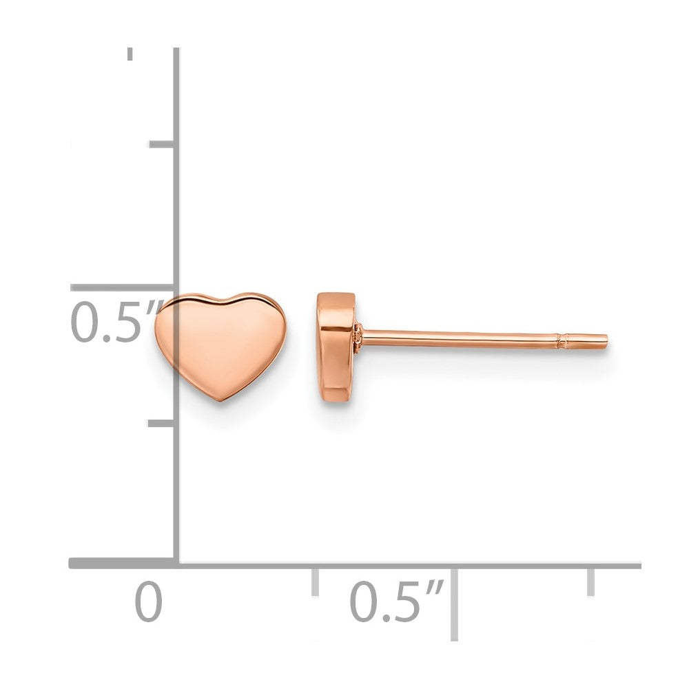 Chisel Stainless Steel Polished Rose IP-plated Heart Post Earrings